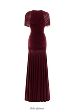Suttoa Mesh Shawl Ruched Maxi Dress - Wine