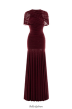Suttoa Mesh Shawl Ruched Maxi Dress - Wine