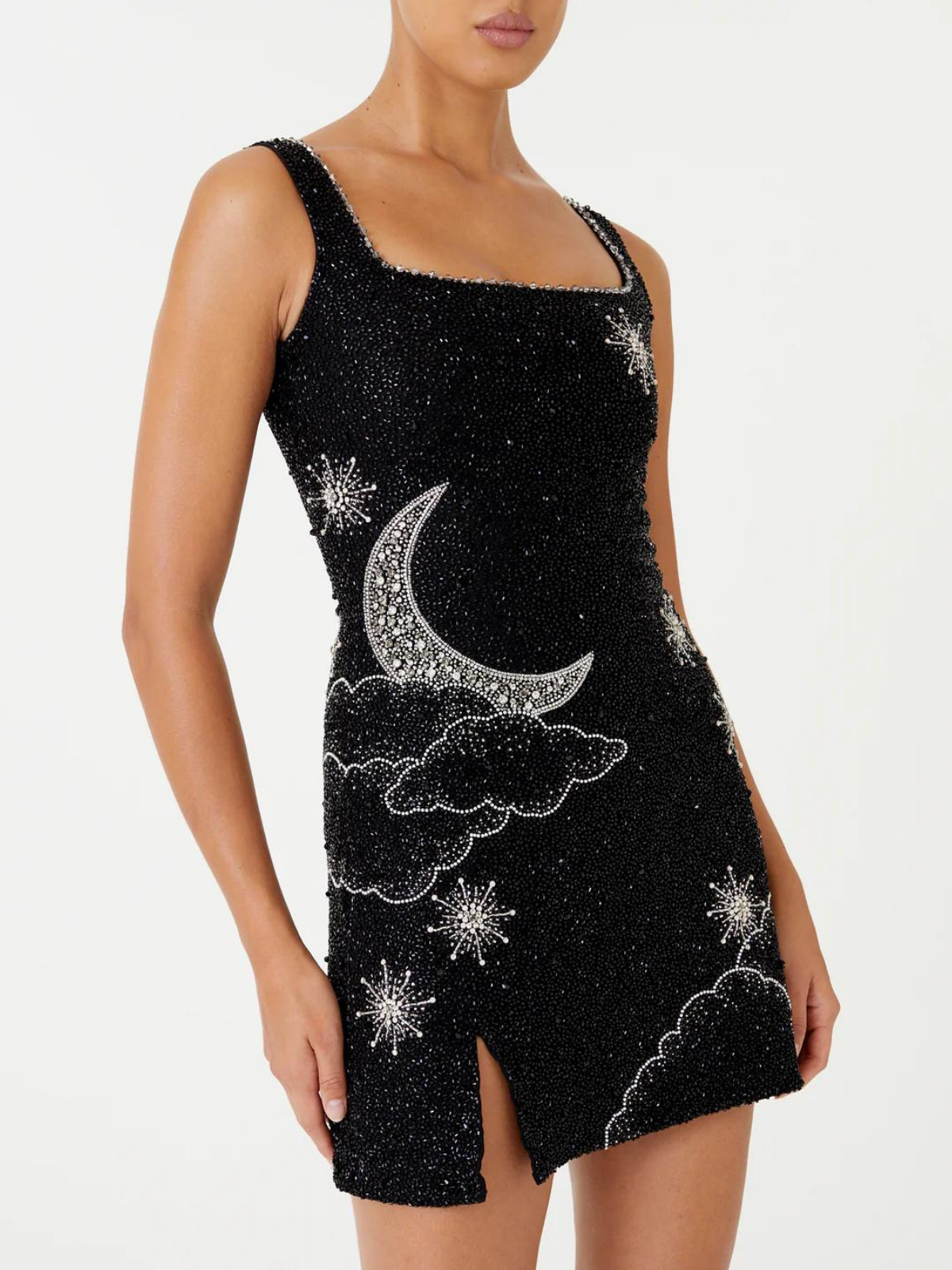 Flowering Girl Women Sylvia Rhinestone Embellished Sky Mini Dress in black