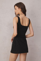 Flowering Girl Women Sylvia Rhinestone Embellished Sky Mini Dress in black