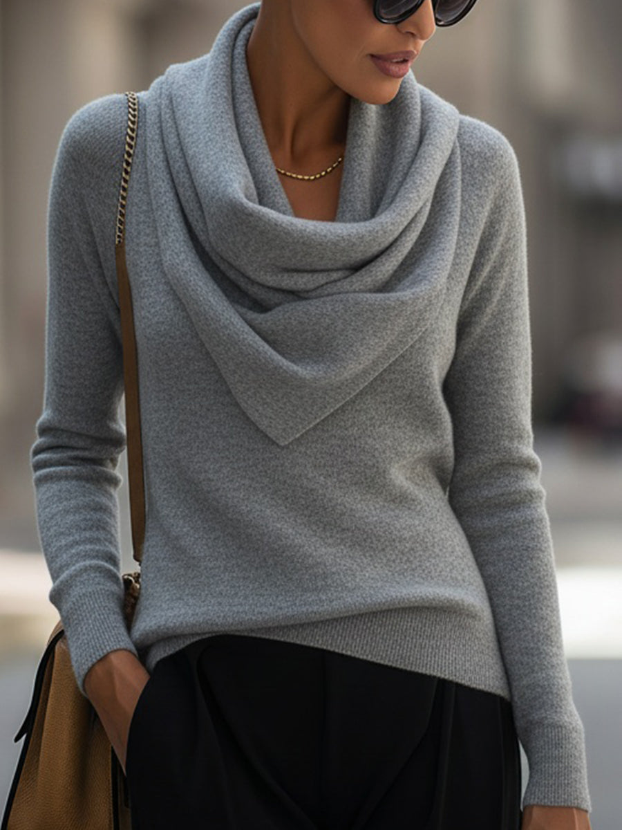Flowering Girl Women Draped Cowl Neck Long-Sleeve Top