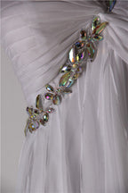 White One Shoulder Rhinestone Chiffon Short Party Dress