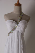 White One Shoulder Rhinestone Chiffon Short Party Dress
