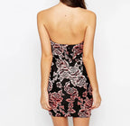 Jacquard Flower Strapless Mini Dress