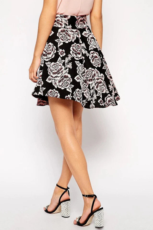 Jacquard High-Waisted Irregular Umbrella Skirt