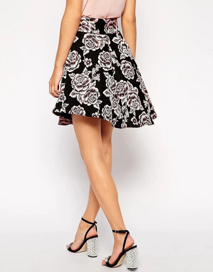 Jacquard High-Waisted Irregular Umbrella Skirt