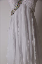 White One Shoulder Rhinestone Chiffon Short Party Dress