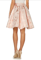 Pink Jacquard Mid-Waist Puffy Umbrella Skirt