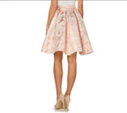 Pink Jacquard Mid-Waist Puffy Umbrella Skirt