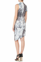Flowering Girl Women Print Satin Asymmetrical Slanted Hem Mini Dress
