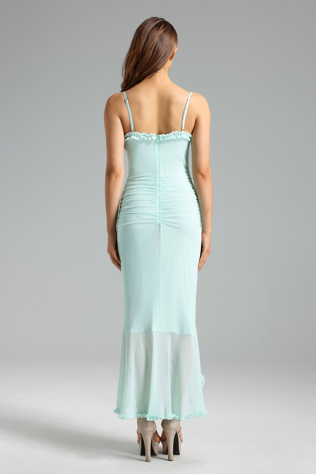 Flowering Girl Women Tafari Cut Out Asymmetrical Mesh Dress - Aqua