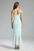Flowering Girl Women Tafari Cut Out Asymmetrical Mesh Dress - Aqua