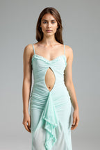Flowering Girl Women Tafari Cut Out Asymmetrical Mesh Dress - Aqua
