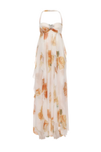 Flowering Girl Women Takala Floral Halter Backless Split Maxi Dress