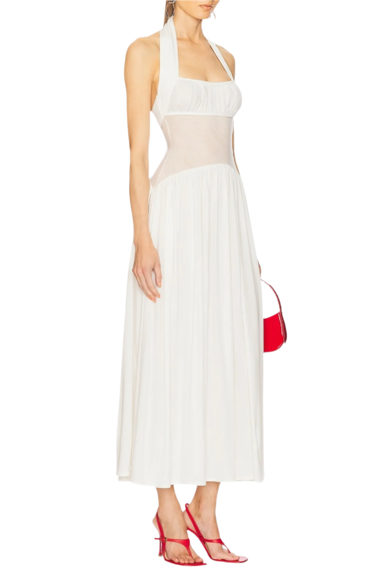 Flowering Girl Women Tameron Halter Mesh Ruffle Maxi Dress