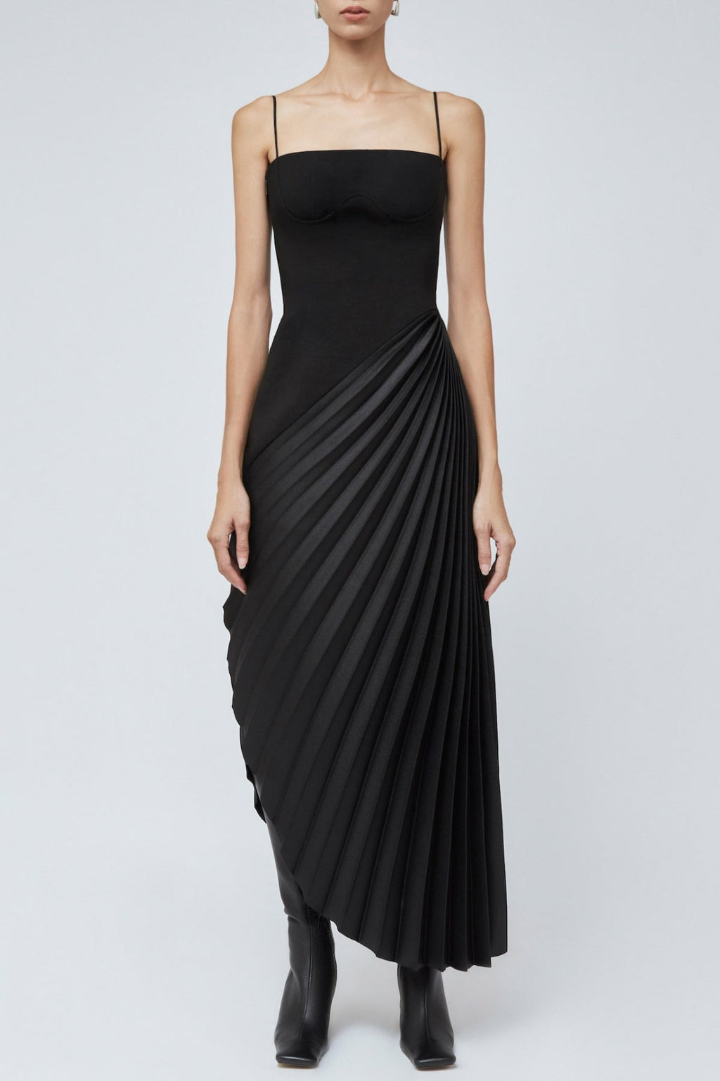 Flowering Girl Women Taron Spaghetti Strap Asymmetric Pleat Maxi Dress