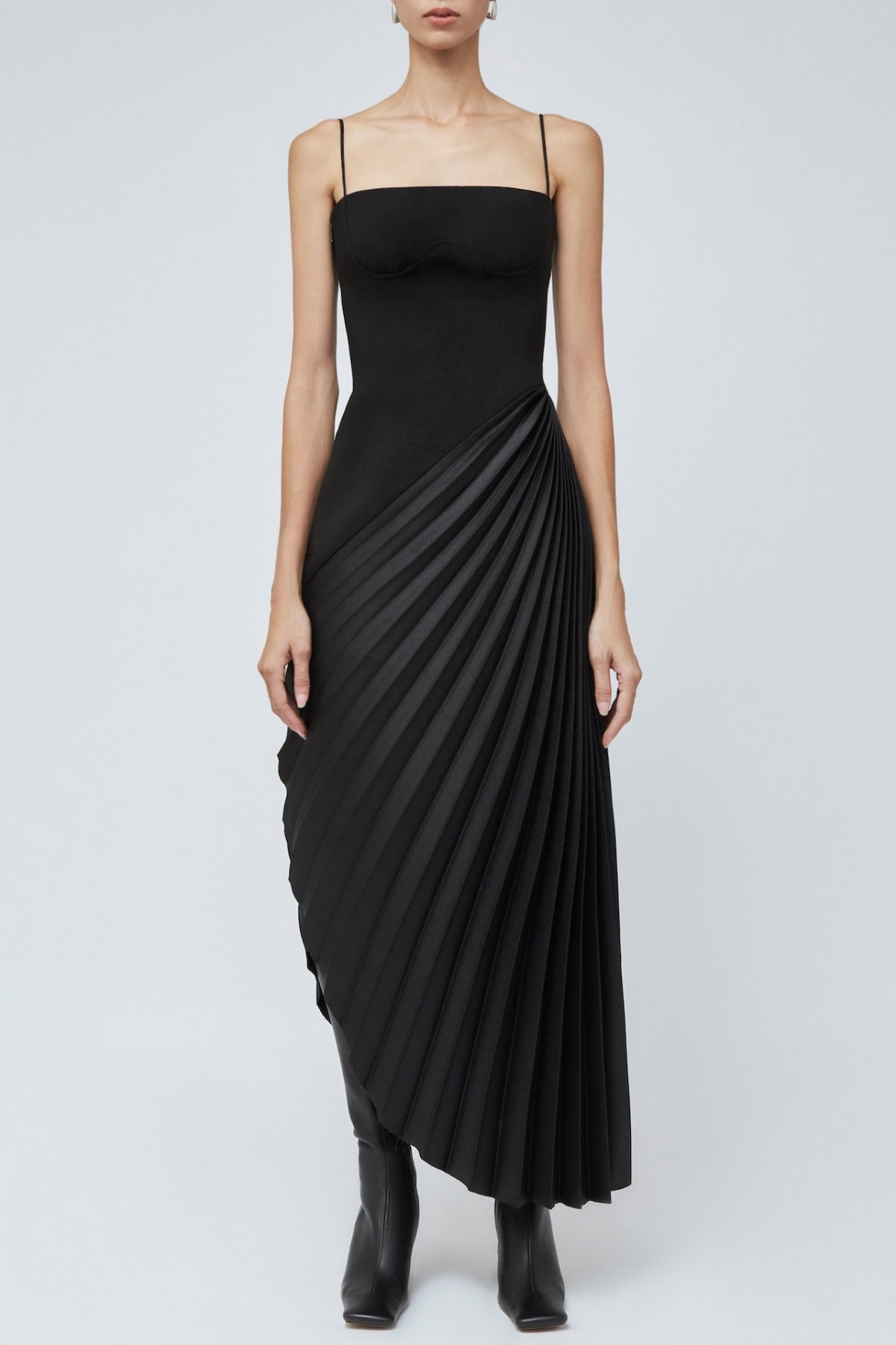 Flowering Girl Women Taron Spaghetti Strap Asymmetric Pleat Maxi Dress