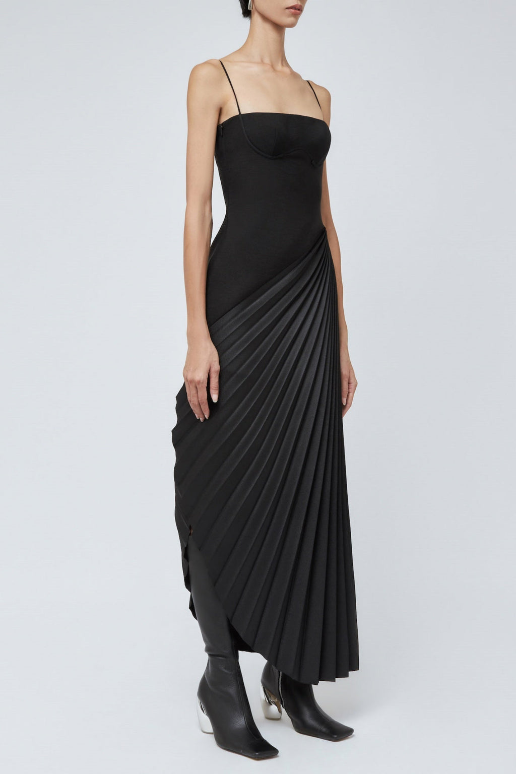 Flowering Girl Women Taron Spaghetti Strap Asymmetric Pleat Maxi Dress