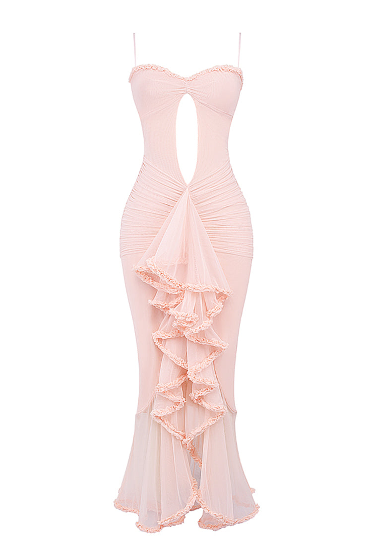 Flowering Girl Women Taylor Ruffled Mesh Maxi Dress - Pink