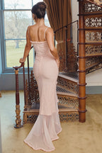 Flowering Girl Women Taylor Ruffled Mesh Maxi Dress - Pink
