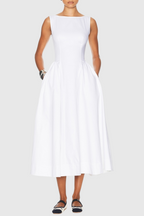 Flowering Girl Women Tayna Ruched Backless Midi Dress - White