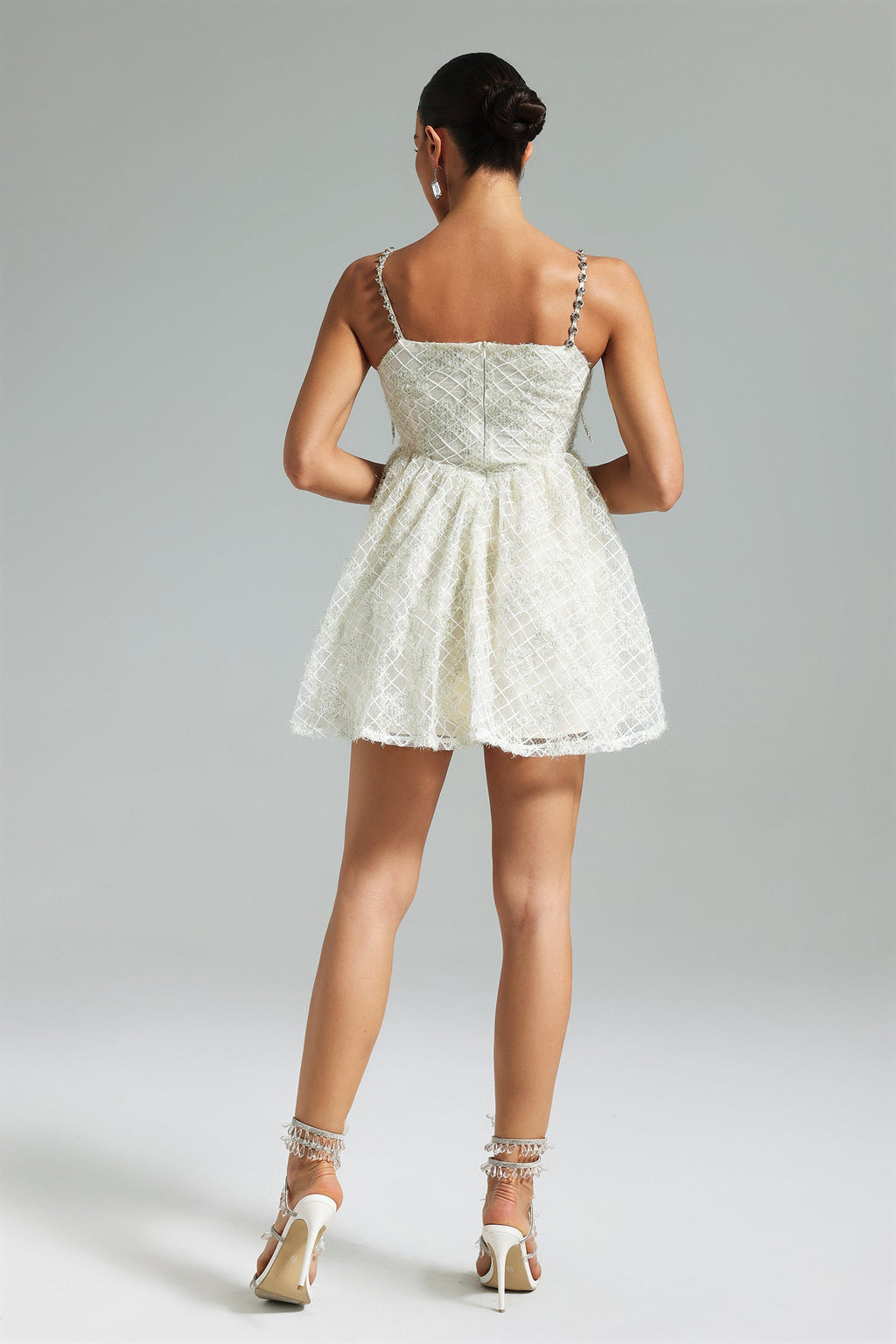 Flowering Girl Women Teela Diamante Bow Mesh Mini Dress