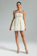 Flowering Girl Women Teela Diamante Bow Mesh Mini Dress