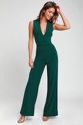 Flowering Girl Women Thinking Out Loud Hunter Green Backless Jumpsuit