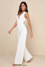 Flowering Girl Women Thinking Out Loud White Backless Jumpsuit