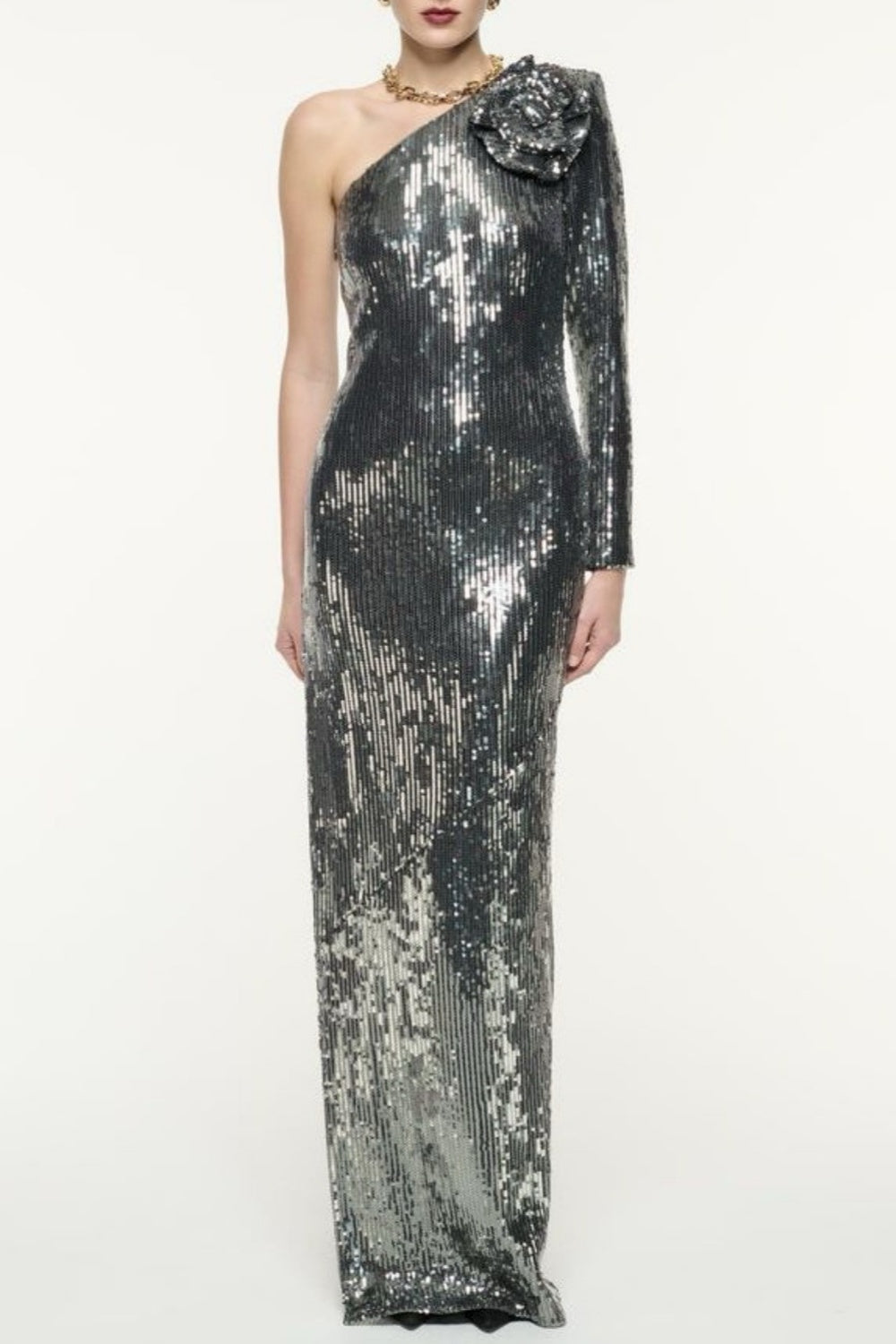 Flowering Girl Women Thirza Floral Sequin One Shoulder Maxi Dress