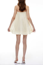 sabrina Off-Shoulder 3D Floral Mini Dress in Yellow