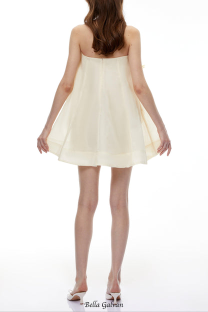 sabrina Off-Shoulder 3D Floral Mini Dress in Yellow