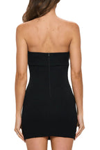 Flowering Girl Women Satin Bow Bodycon Mini Dress