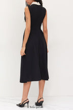 Two Tone Bow Tie Ruffle Midi Dress