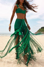 Tyonska Fringe Ruched Two Piece Set