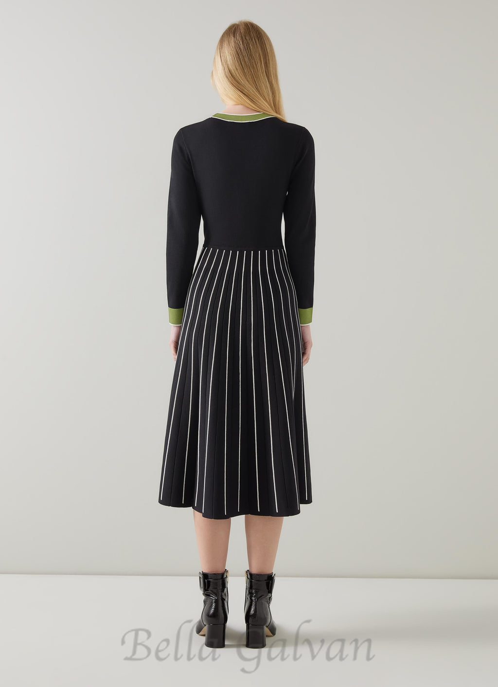 Flowering Girl Women multi knitted midi dress in black