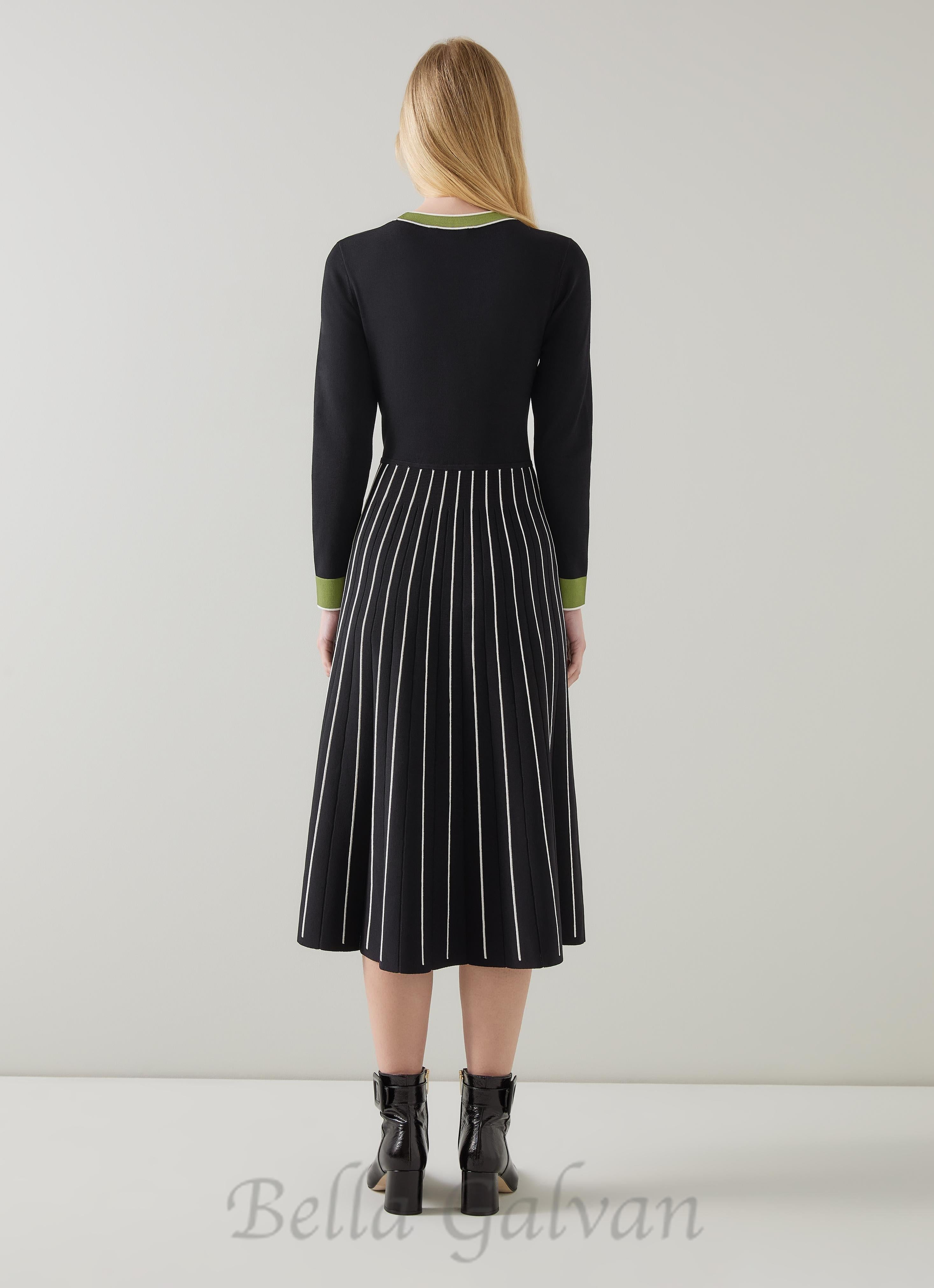 Flowering Girl Women multi knitted midi dress in black