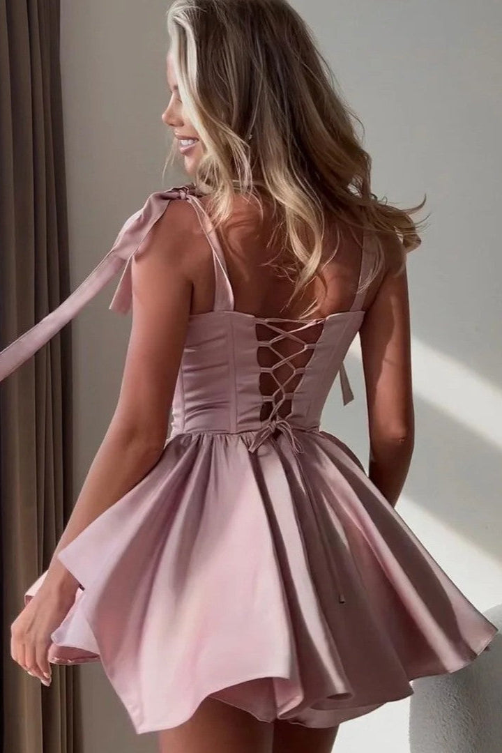Flowering Girl Women Ruffle Trim Corset Mini Dress In Pink