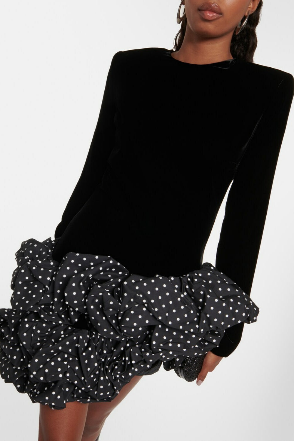 Flowering Girl Women Ursula Velvet Ruffle Dot Mini Dress