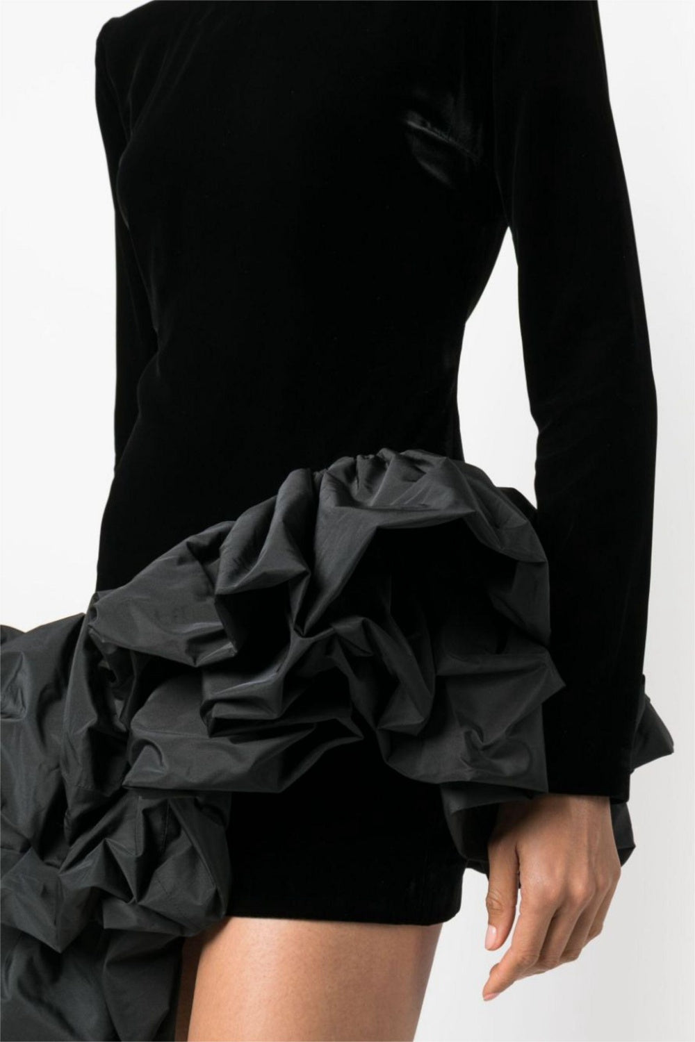 Flowering Girl Women Ursula Velvet Ruffle Long Sleeve Mini Dress