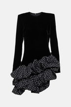 Flowering Girl Women Ursula Velvet Ruffle Dot Mini Dress