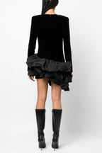 Flowering Girl Women Ursula Velvet Ruffle Long Sleeve Mini Dress