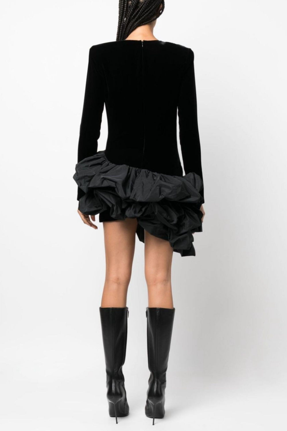 Flowering Girl Women Ursula Velvet Ruffle Long Sleeve Mini Dress
