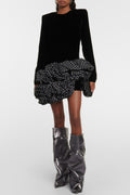 Flowering Girl Women Ursula Velvet Ruffle Dot Mini Dress
