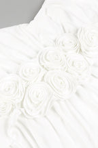 Flowering Girl Women elsa V Neck Flower Ruched maxi Dress in white