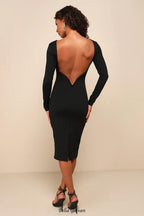 Flowering Girl Women Va Va Voom Black Backless Midi Dress