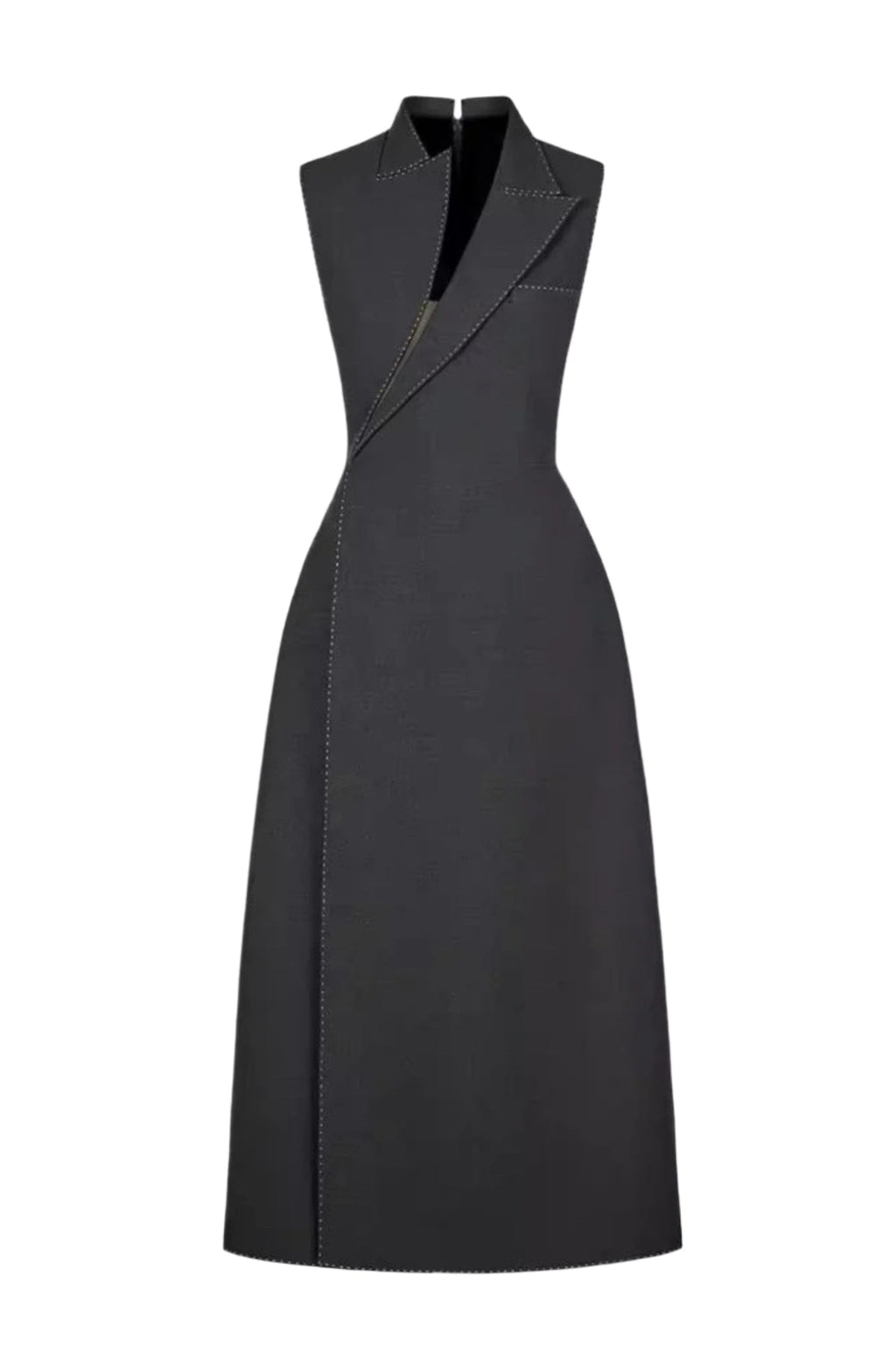 Flowering Girl Women Asymmetric Collar Sleeveless Midi Dress - Grey