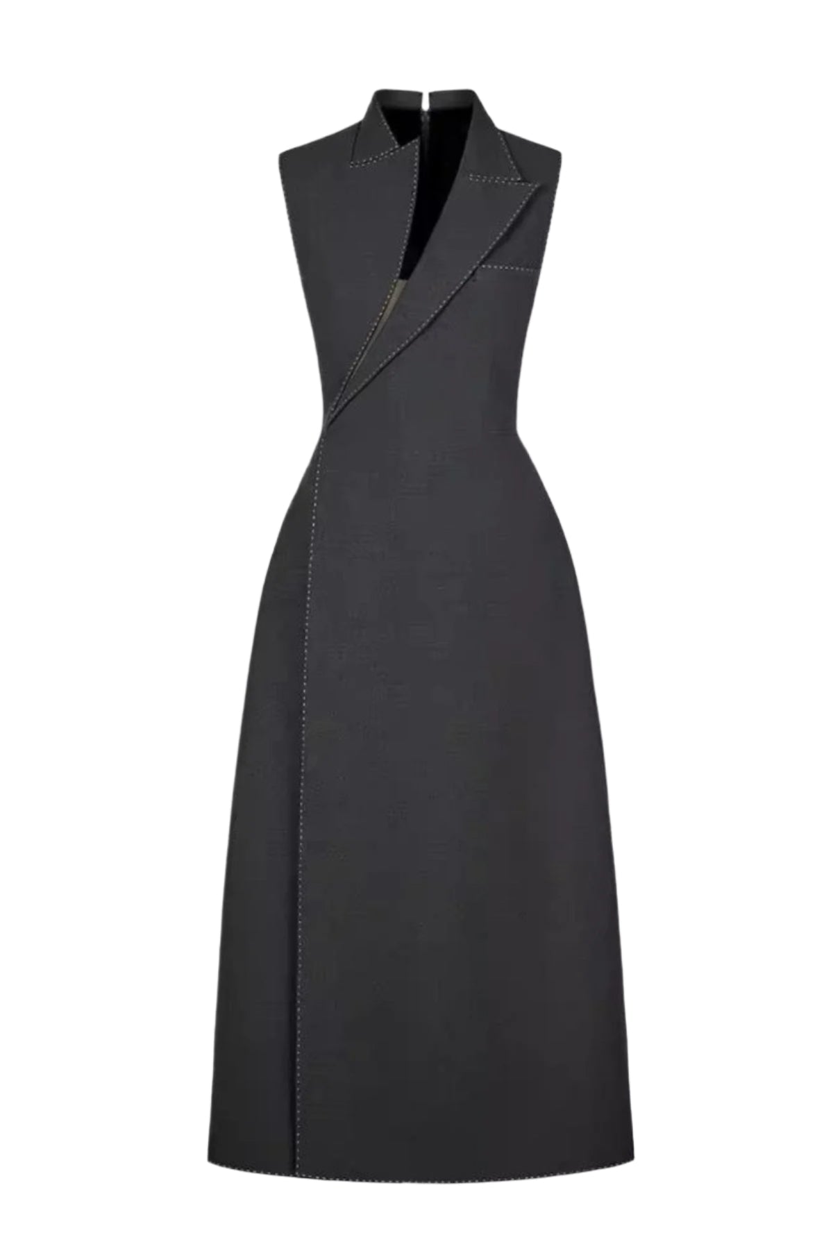 Flowering Girl Women Asymmetric Collar Sleeveless Midi Dress - Grey