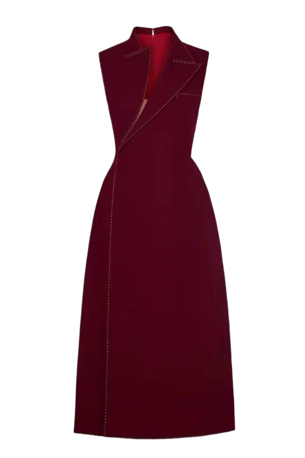 Flowering Girl Women Asymmetric Collar Sleeveless Midi Dress - Wine