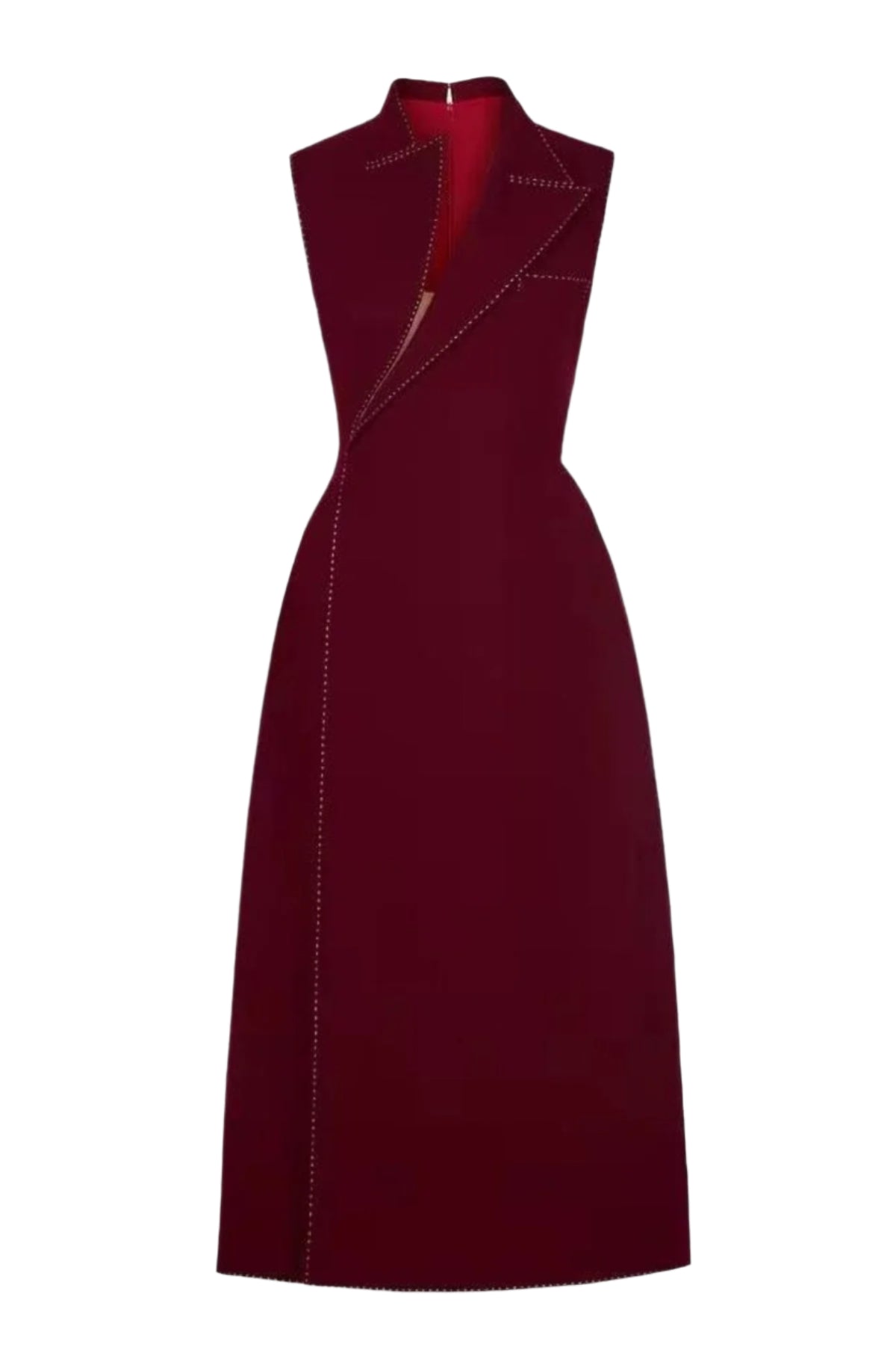 Flowering Girl Women Asymmetric Collar Sleeveless Midi Dress - Wine